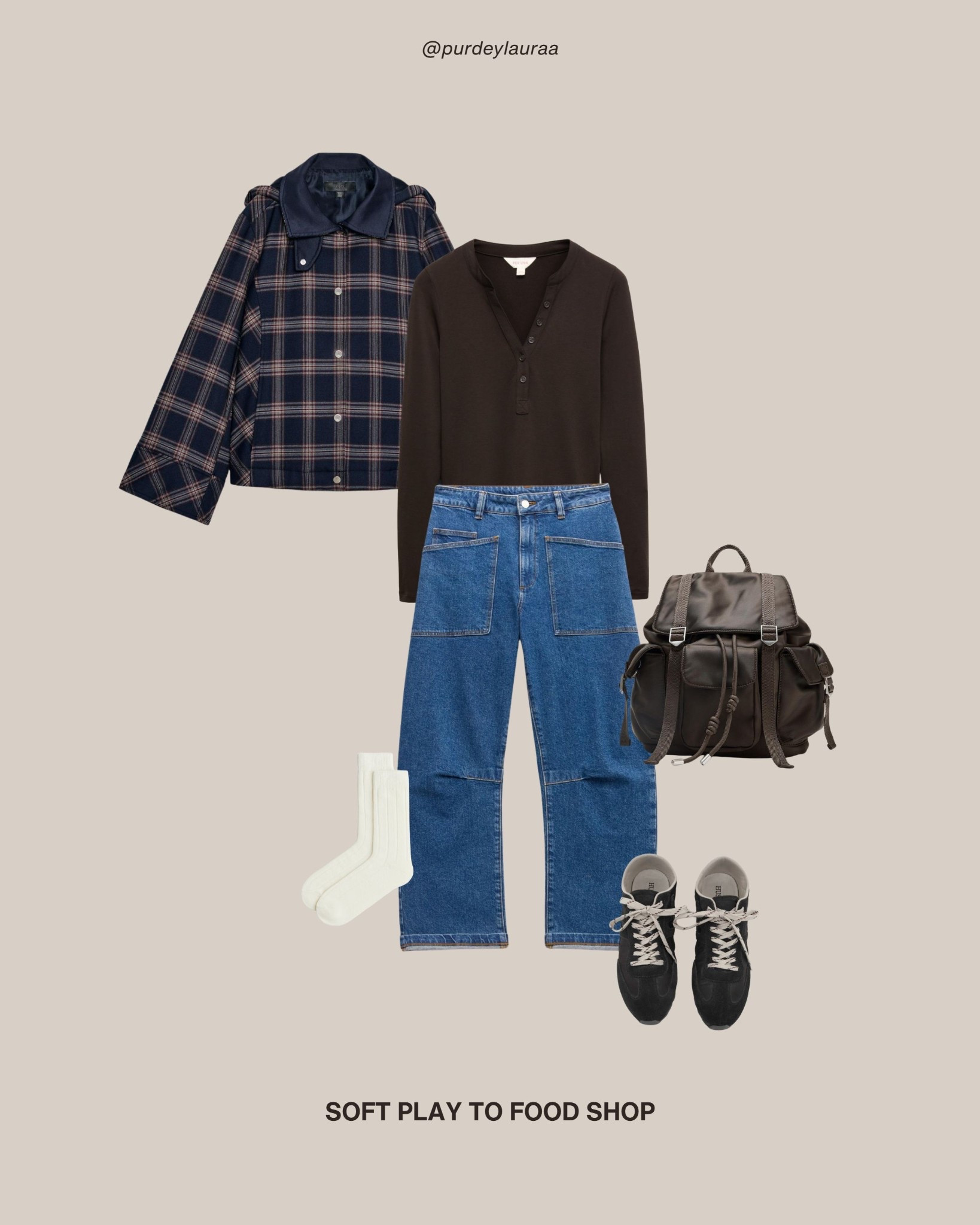 Mum style, mum outfit, casual style, everyday outfit, check jacket, barrel leg jeans, brown backpack, black trainers, Zara, Marks and Spencer, Hush

#LTKstyletip #LTKeurope #LTKuk
