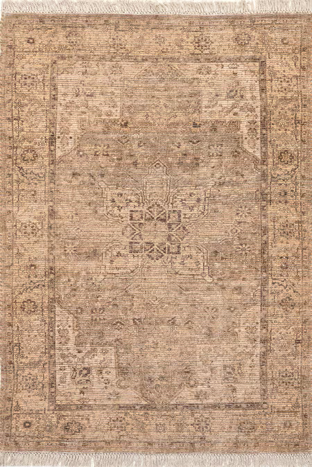 Natural Lennox Medallion Tassel  Area Rug | Rugs USA