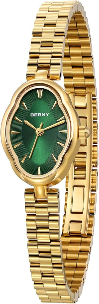 BERNY Gold Watches for Women Dainty Ladies Quartz Watch Vintage Copper Mirrors Shape Japanese Qua... | Amazon (US)