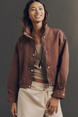 Pilcro Nylon Funnel-Neck Bomber Jacket | Anthropologie (US)