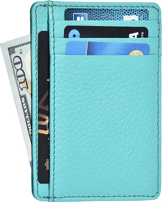 Leather Wallets for Women Minimalist Design Small Slim RFID Wallet | Amazon (US)