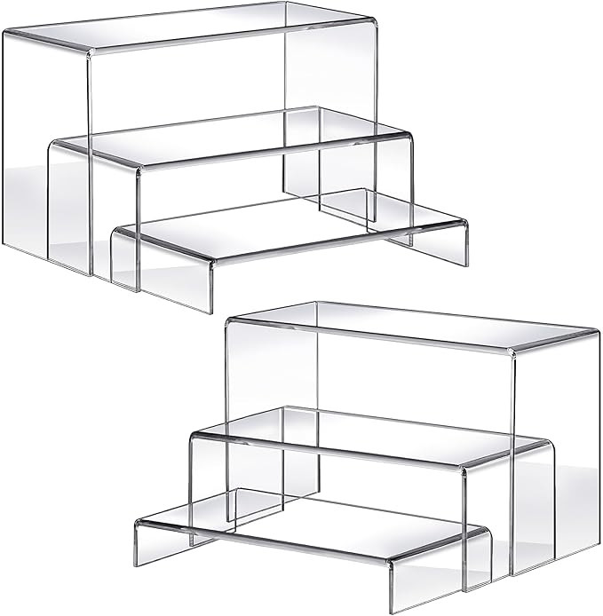 Fixwal 6pcs 2 Set Acrylic Risers for Display Clear Acrylic Riser Display Stands Acrylic Display R... | Amazon (US)