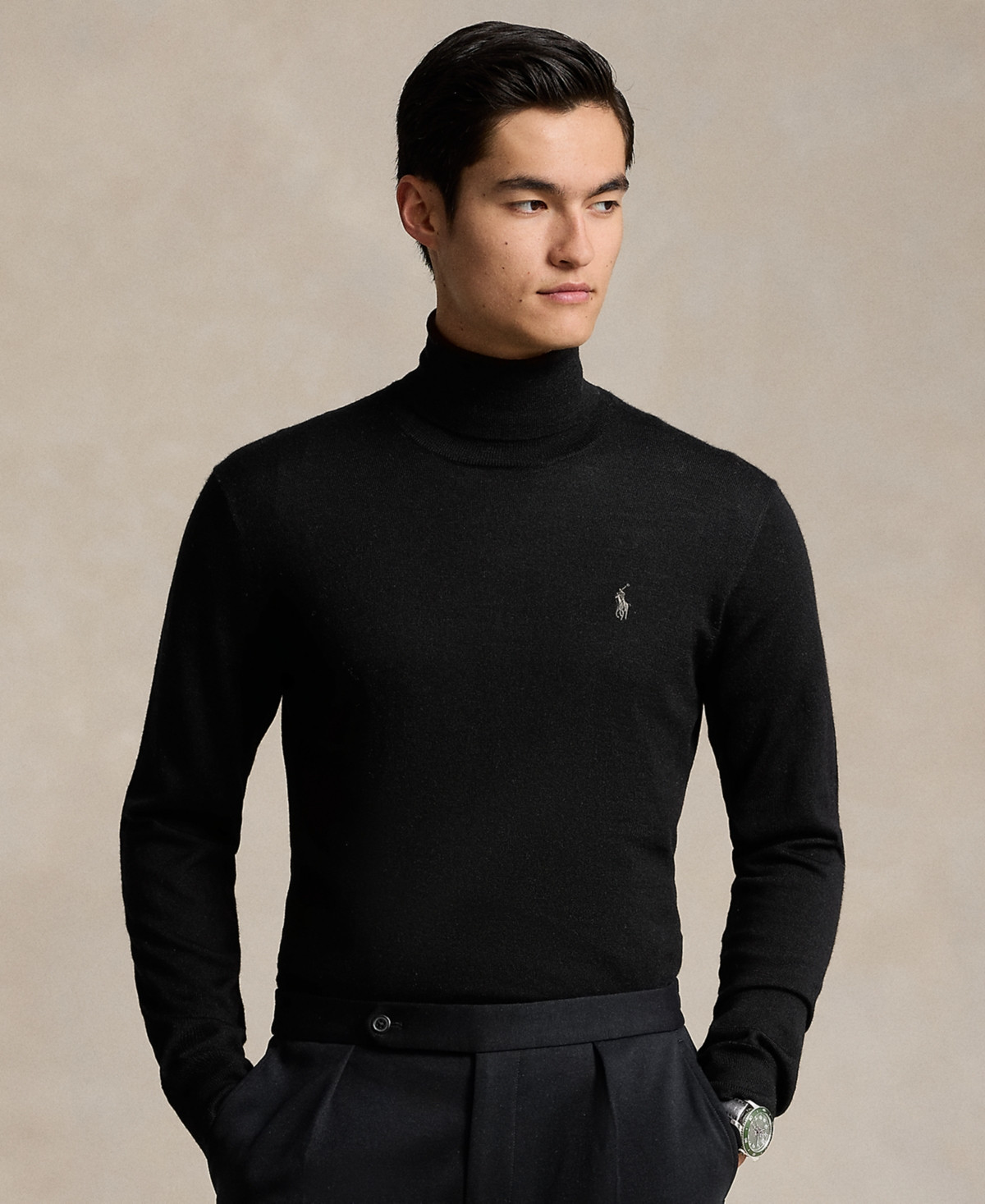 Polo Ralph Lauren Men's Washable Wool Turtleneck Sweater - Black | Macy's