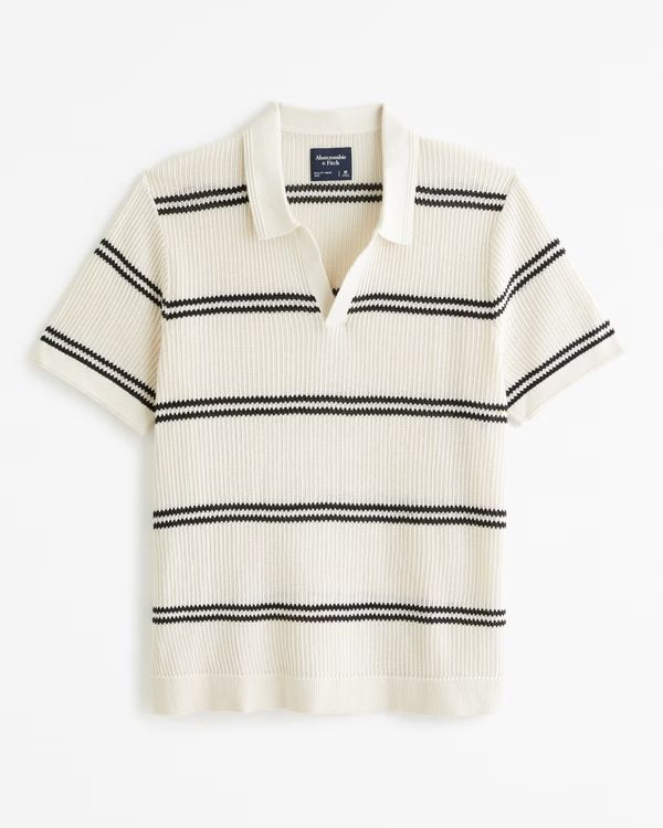 Open Stitch Johnny Collar Sweater Polo | Abercrombie & Fitch (US)