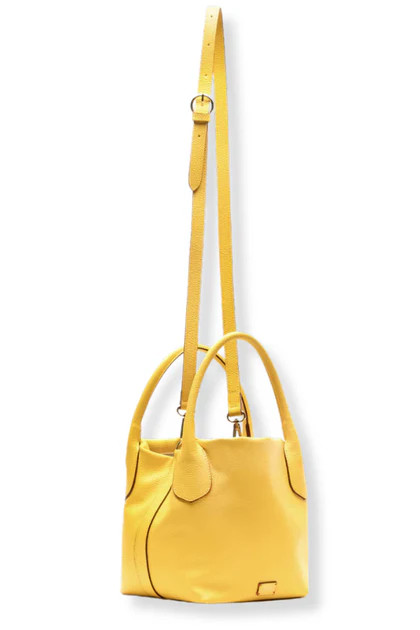 Frances Valentine Sweet Pea Mini Tumbled Leather Yellow Bag | The Willow Tree