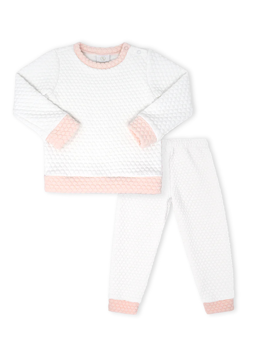 Quilted Sweatsuit - Worthington White, Paris Pink | Lullaby Set