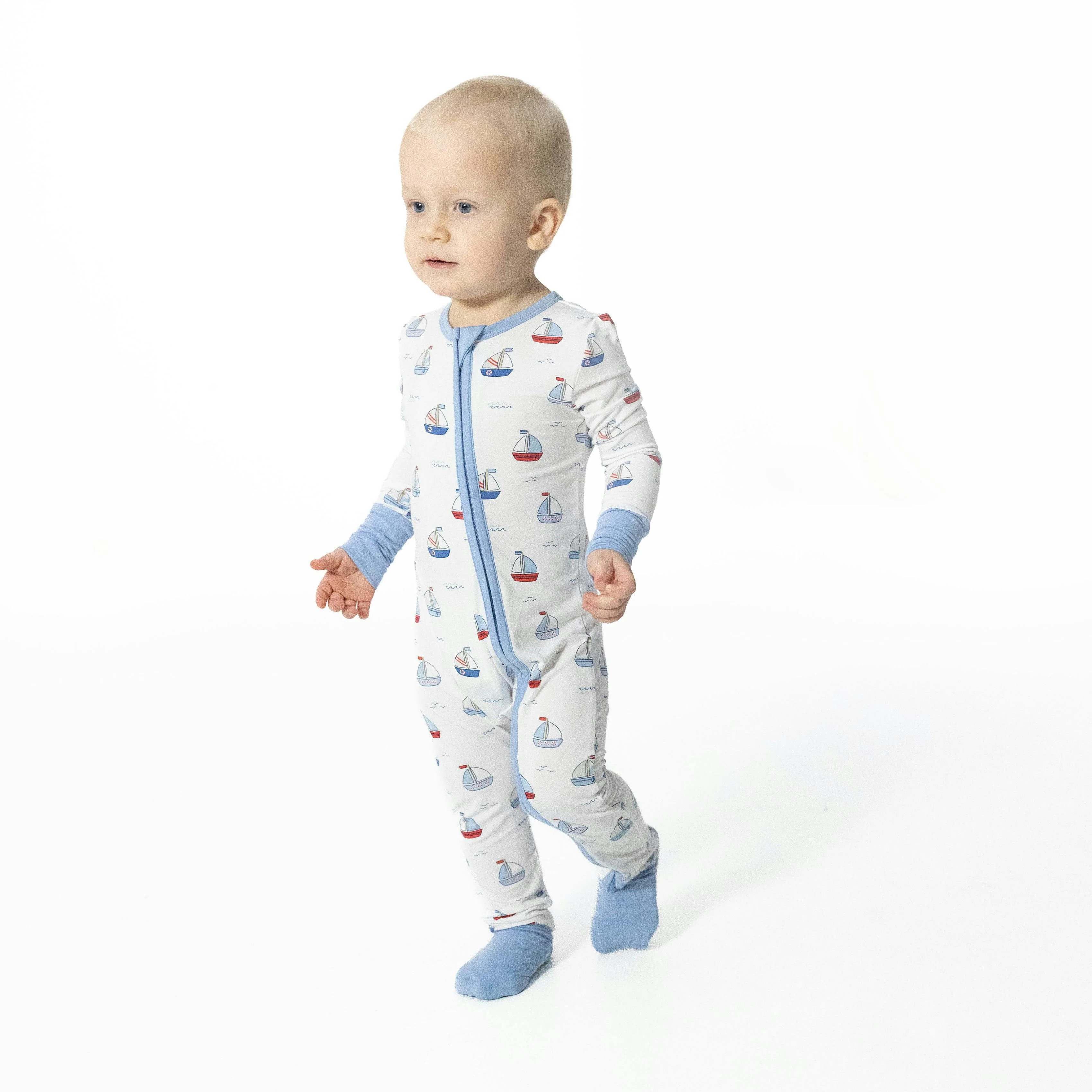 Bubbly Sailboats Blue - Convertible Romper | Maisonette