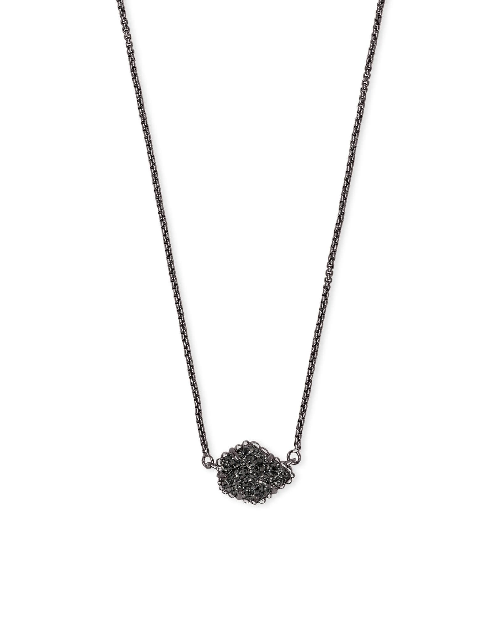 Tess Gunmetal Pendant Necklace in Black Drusy | Kendra Scott | Kendra Scott