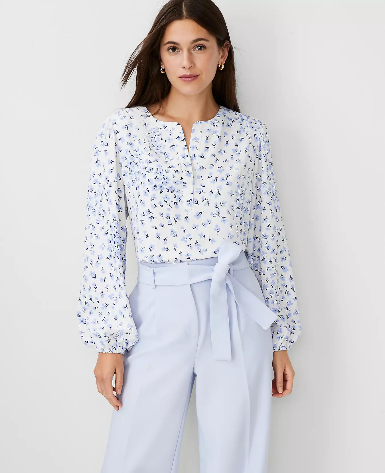 Floral Split Neck Popover | Ann Taylor (US)