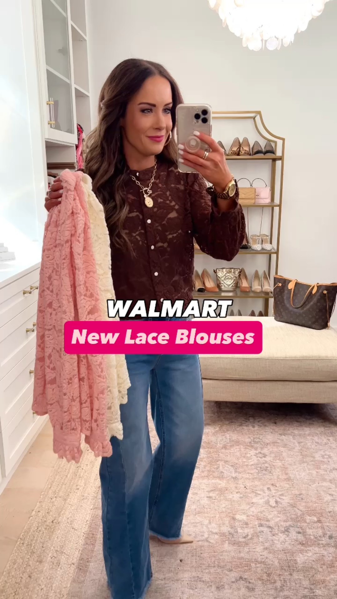 Loving these lace blouses! So many colors! Wearing size S and 4 in jeans, bath runs tts 