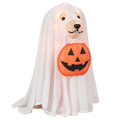 Haunted Living 24-in Lighted Labrador Retriever Dog with Cape Decoration | Lowe's