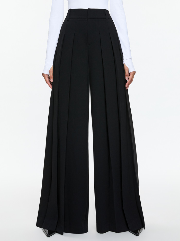 SIMON HIGH RISE WIDE LEG PLEATED TROUSER | Alice + Olivia