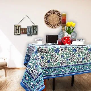 Block Print Cotton Verdant Floral Paisley Tablecloth Collection | Bed Bath & Beyond