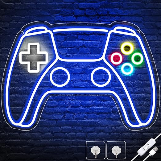 Gamer Neon Sign, Gamepad Shaped LED Neon Sign for Gamer Room Decor, Gaming Neon Sign for Boys Roo... | Amazon (US)
