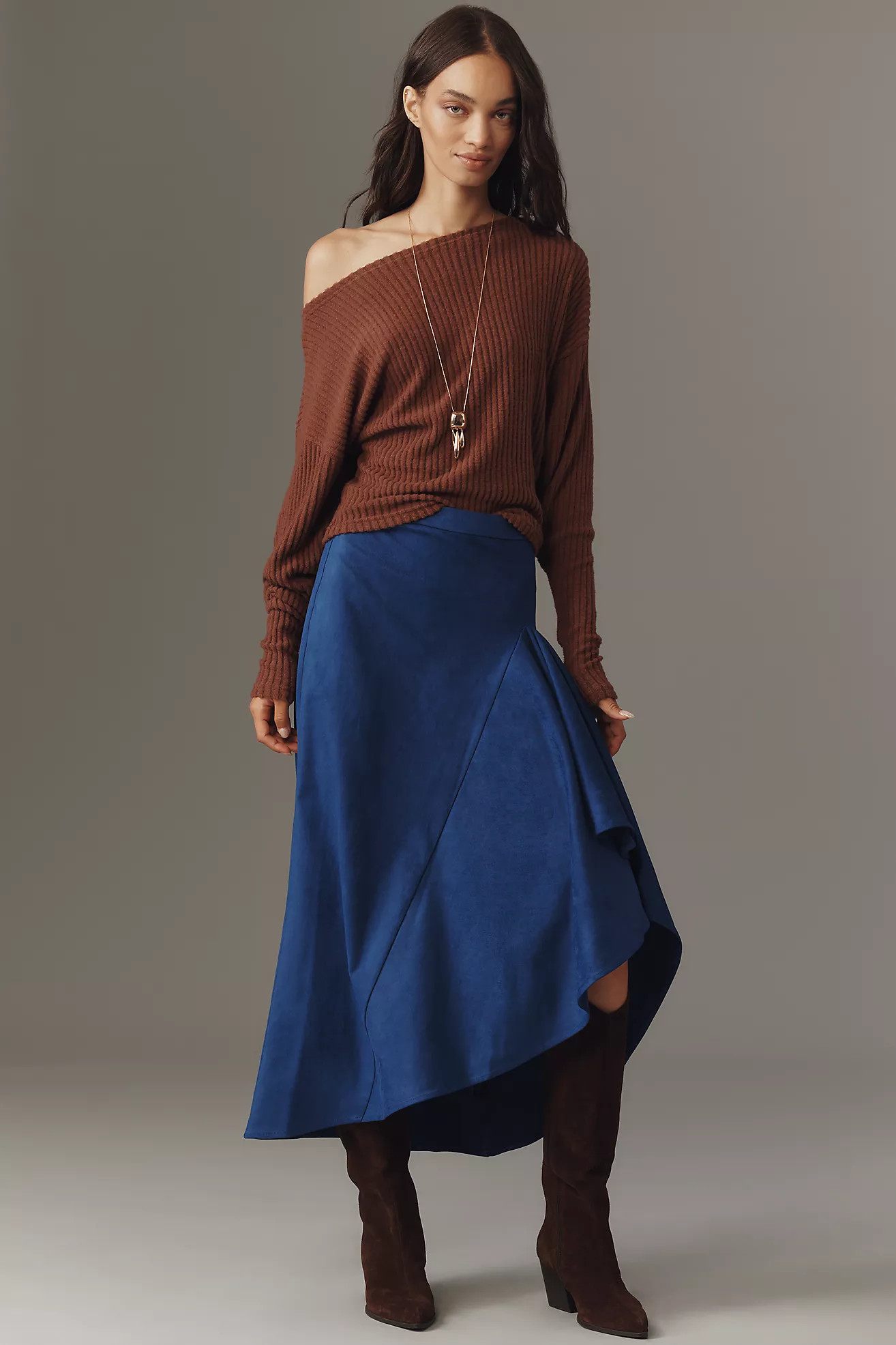 Line & Dot Sina Ruffle Midi Skirt | Anthropologie (US)