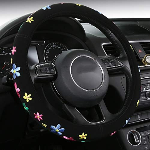 Embroidery Cute Steering Wheel Cover-Deluxe Floral Car Decor,Anti-Slip,Sweat Absorption,Universal... | Amazon (US)