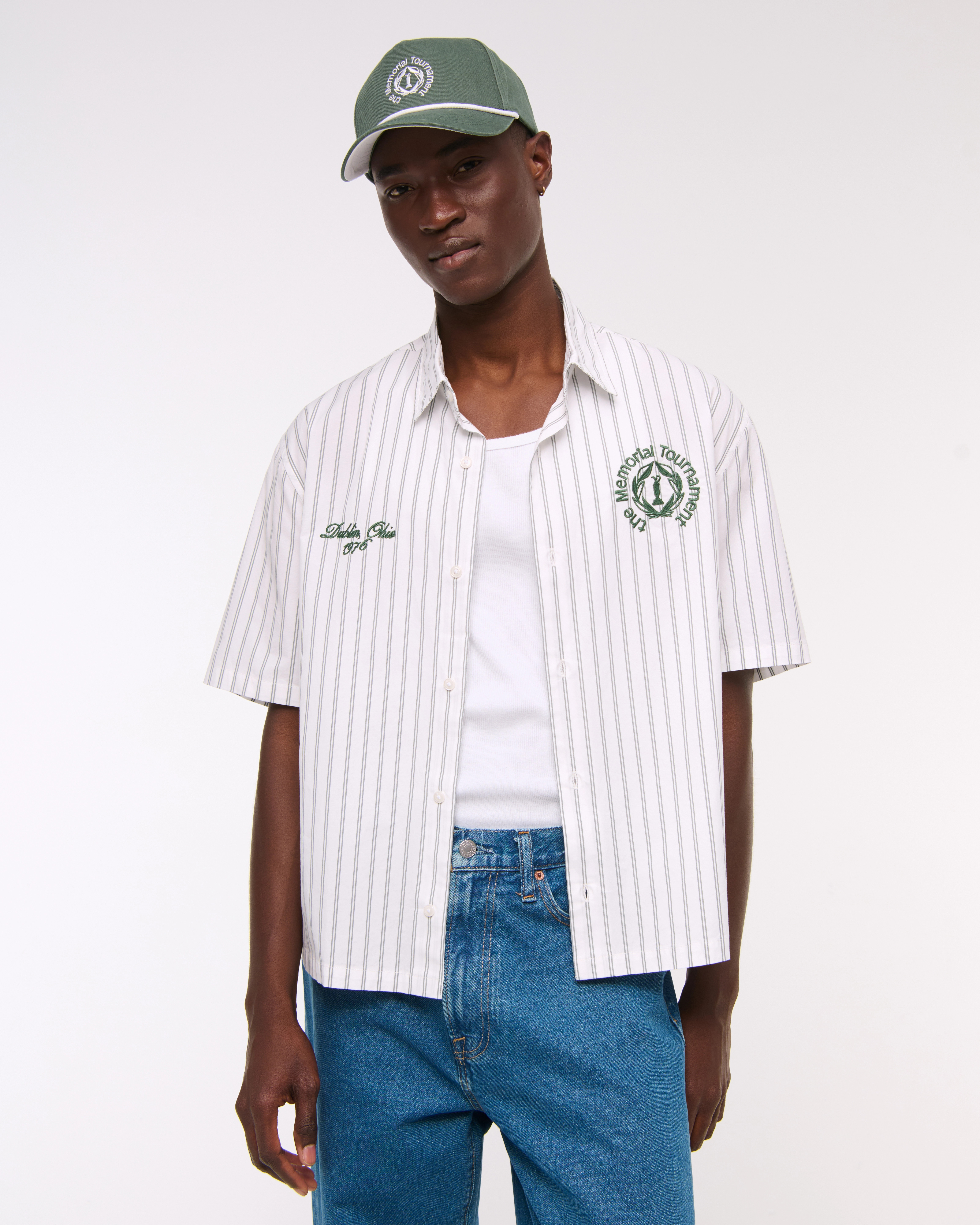 Short-Sleeve Memorial Tournament Workwear Button-Up Shirt | Abercrombie & Fitch (US)