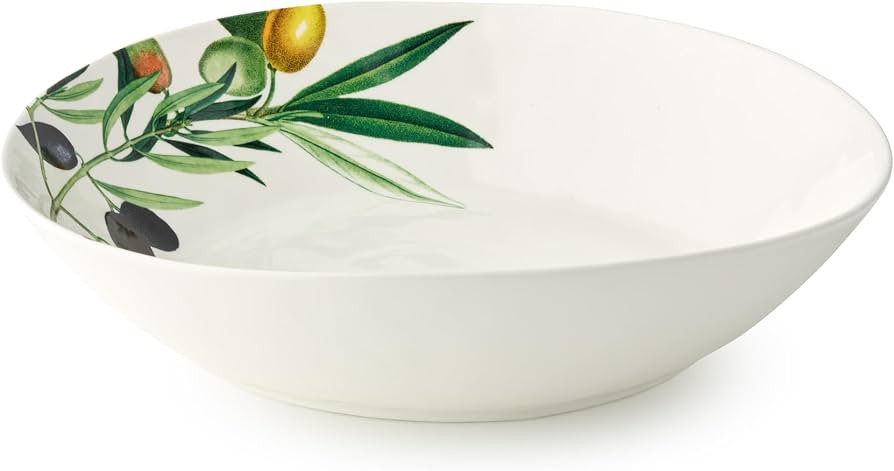 Olivia 128-Ounce Stoneware Large Serving Bowl - 13-Inch Mediterranean Olive Branch Design with El... | Amazon (US)