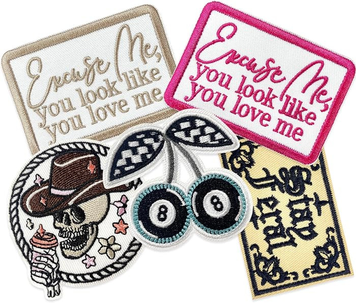 CY Embroidered Applique Iron On Patches Excuse Me You Look Like You Love Me DIY Craft Western Cow... | Amazon (US)
