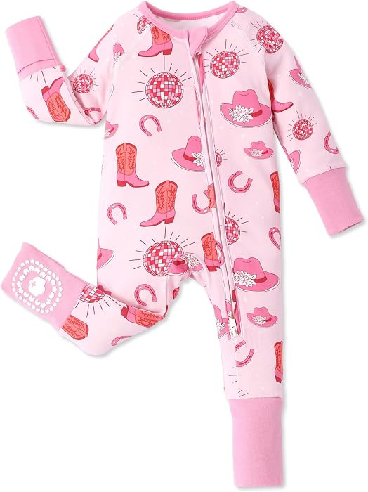 PATPAT Organic Cotton Baby Footie Pajamas with Two-Way Zipper & Mittens | Amazon (US)