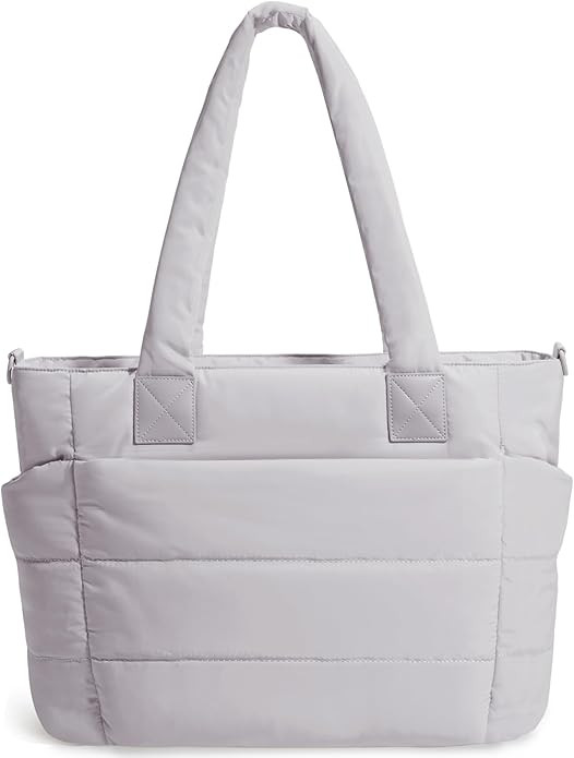 Tote Bag for Women Puffer Tote Bag Large Nurse Bags Shoulder Handbag with Zipper for Work Travel | Amazon (US)