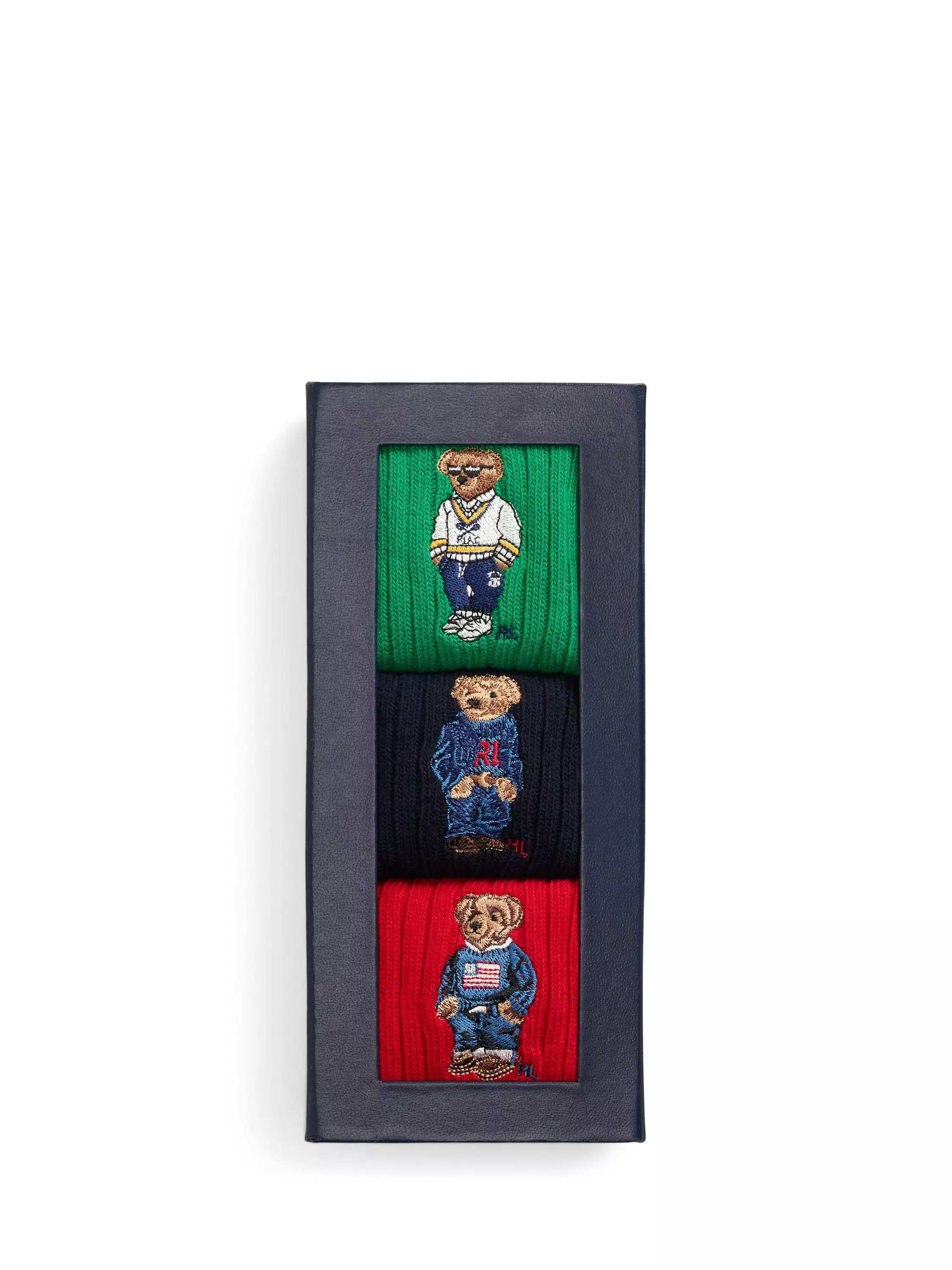 Ralph Lauren Bear Box Cotton Blend Socks, Pack of 3 | John Lewis (UK)
