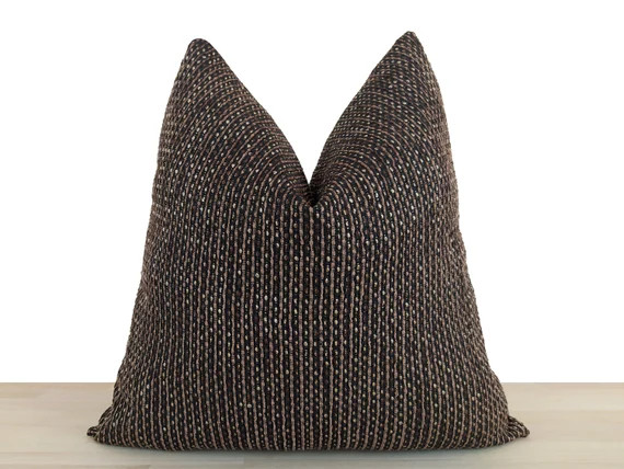 Textured Striped Pillow Cover Boho Brown Throw Pillow Cover | Etsy | Etsy (US)