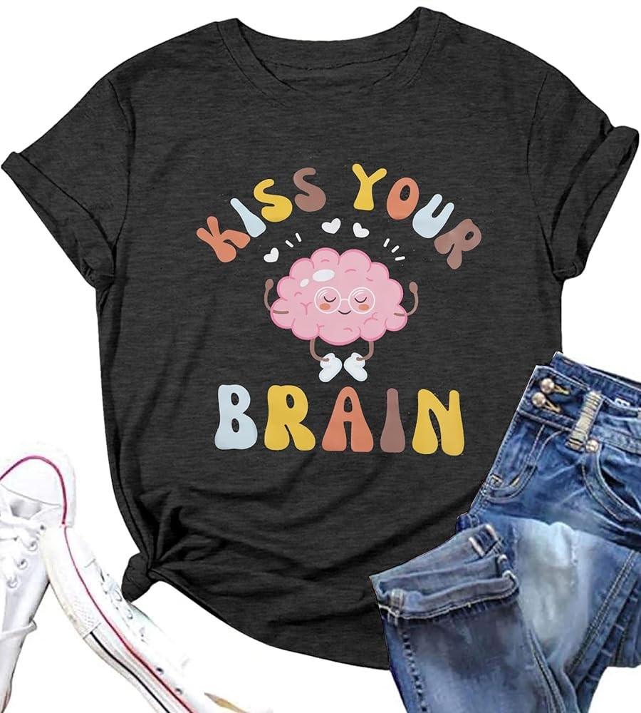 FLOYU Women Teacher Shirts Kiss Your Brain Teacher Shirt Special Education Teacher Tops Casual Te... | Amazon (US)