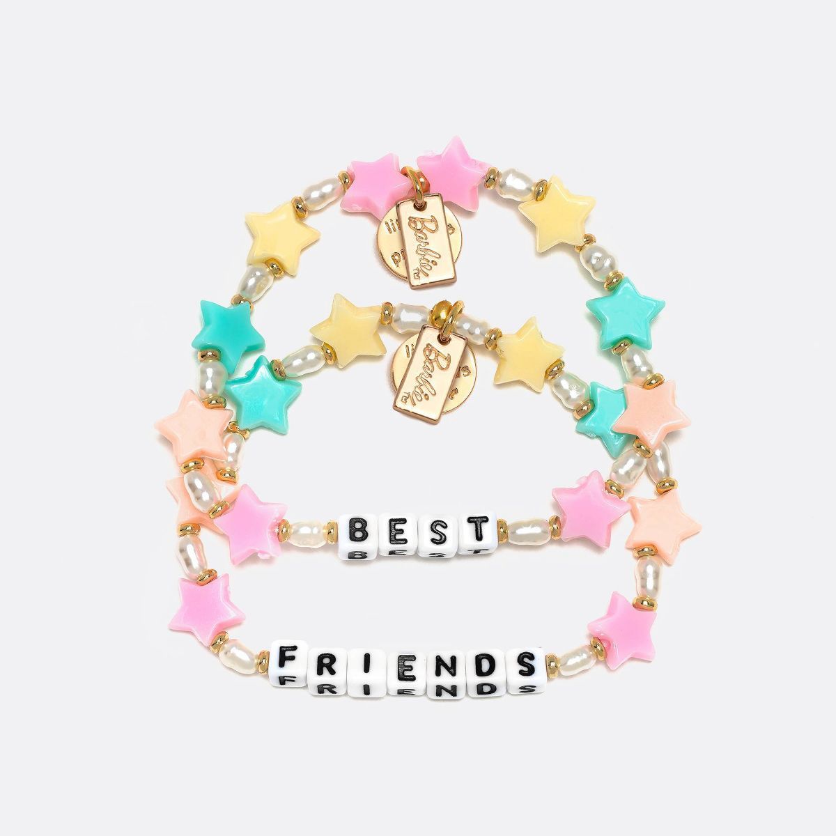 Little Words Project Best Friends Barbie Beaded Bracelet 2pc - Pastels | Target