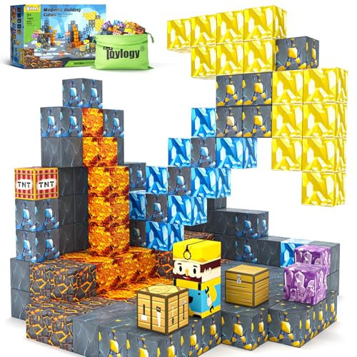 Magnetic Blocks-Build Mine Magnet World Pickaxe Edition Mine Pickaxe Caverns Kids Games Toddler Toys Magnetic Tiles for Boys & Girls Age 3-4 4-5 6-8, Sensory Outdoor Toys for Kids for 3+ | Amazon (US)