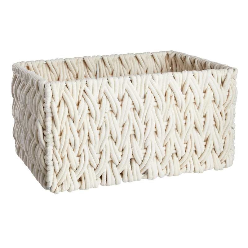 Chunky White Rectangle Fabric Storage Basket, Large | At Home