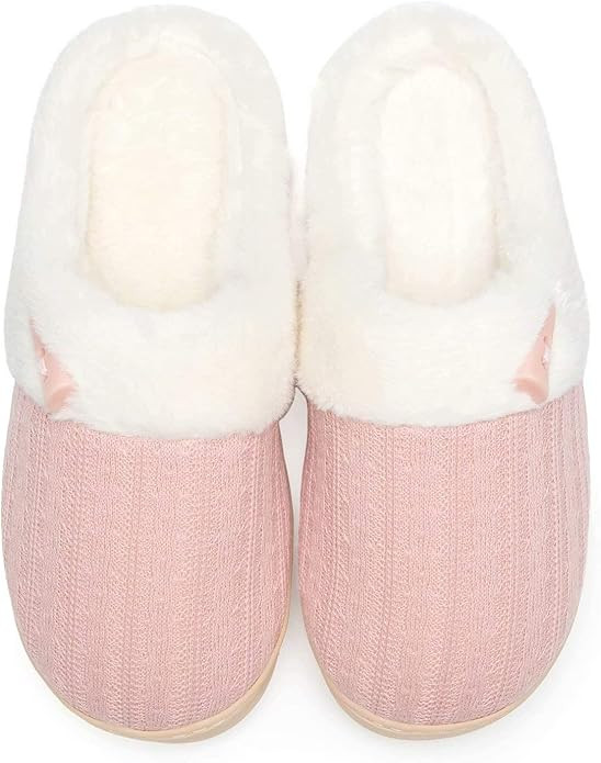 NineCiFun Women's Slip on Fuzzy House Slippers Memory Foam Slippers Scuff Outdoor Indoor Warm Plu... | Amazon (US)