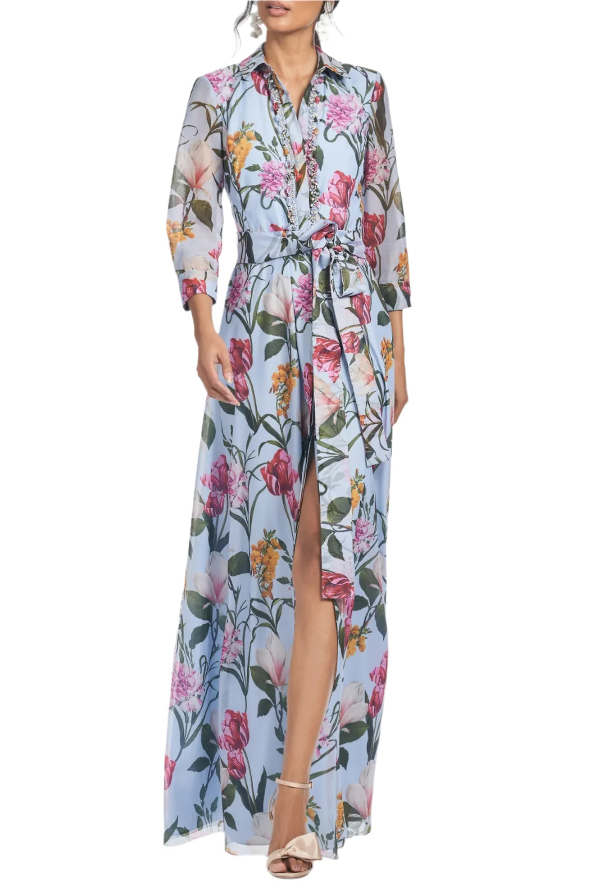 Addison Gown Glacial Blue Blossoms | Over The Moon