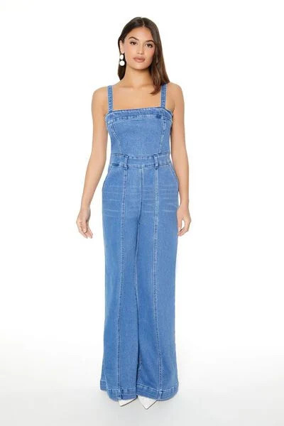 Denim Wide-Leg Jumpsuit | Forever 21
