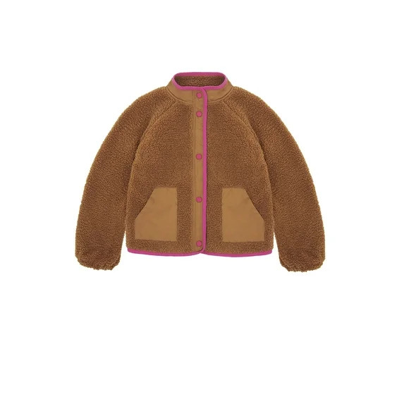 Wonder Nation Big Girls Boucle Mixed Media Jacket, Sizes 4-18 | Walmart (US)
