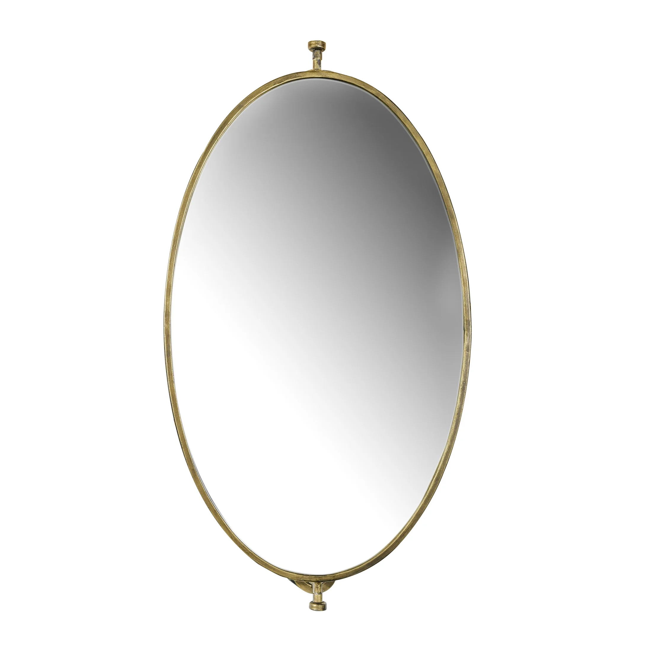 Creative Co-Op Distressed Oval Metal Framed Pivoting Wall Mirror, Gold | Walmart (US)
