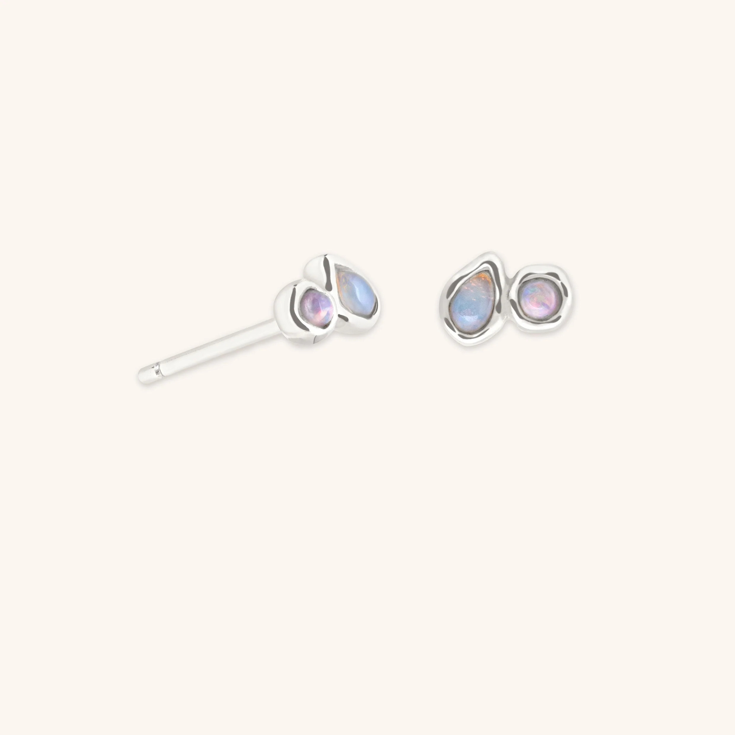 Opal Duo Studs in Solid White Gold | Astrid & Miyu | Astrid & Miyu US