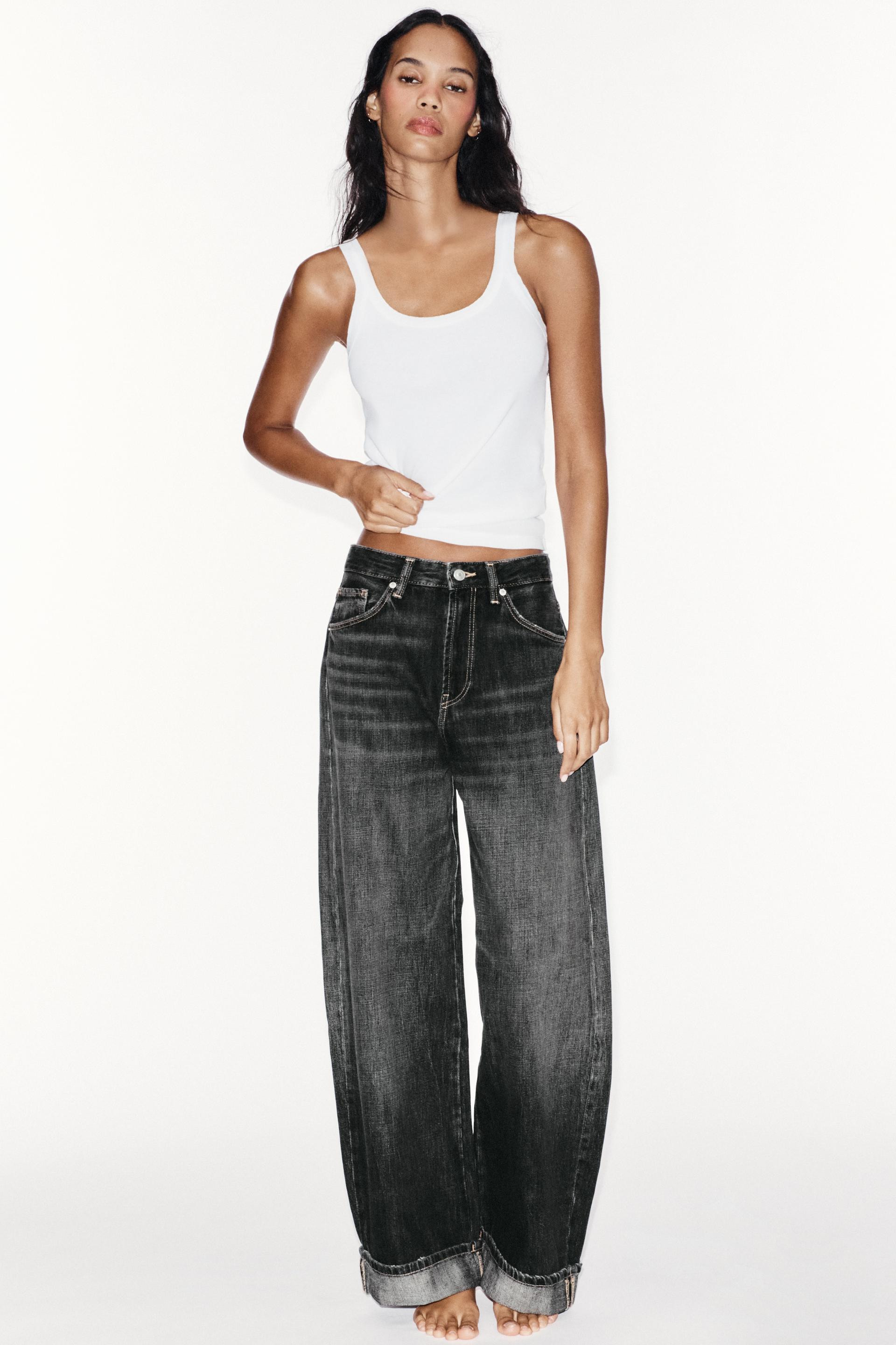Zara - Trf Mid-Rise Baggy Folded Jeans - Blue - 29 (Us 8) - Woman | Zara US