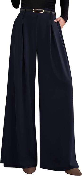 PRETTYGARDEN Womens Wide Leg Trousers 2026 Elastic High Waisted Dress Pants Pleated Slacks Flowy ... | Amazon (US)