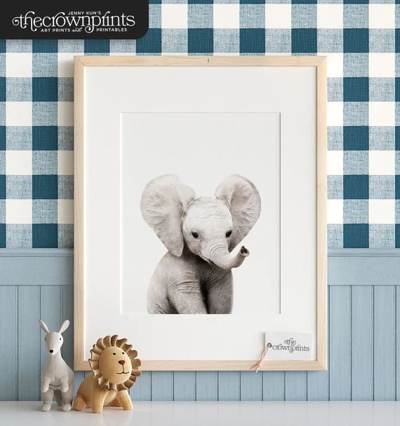 Safari nursery art, Elephant print, PRINTABLE art, Safari animals wall art, Baby elephant, Safari... | Etsy (US)