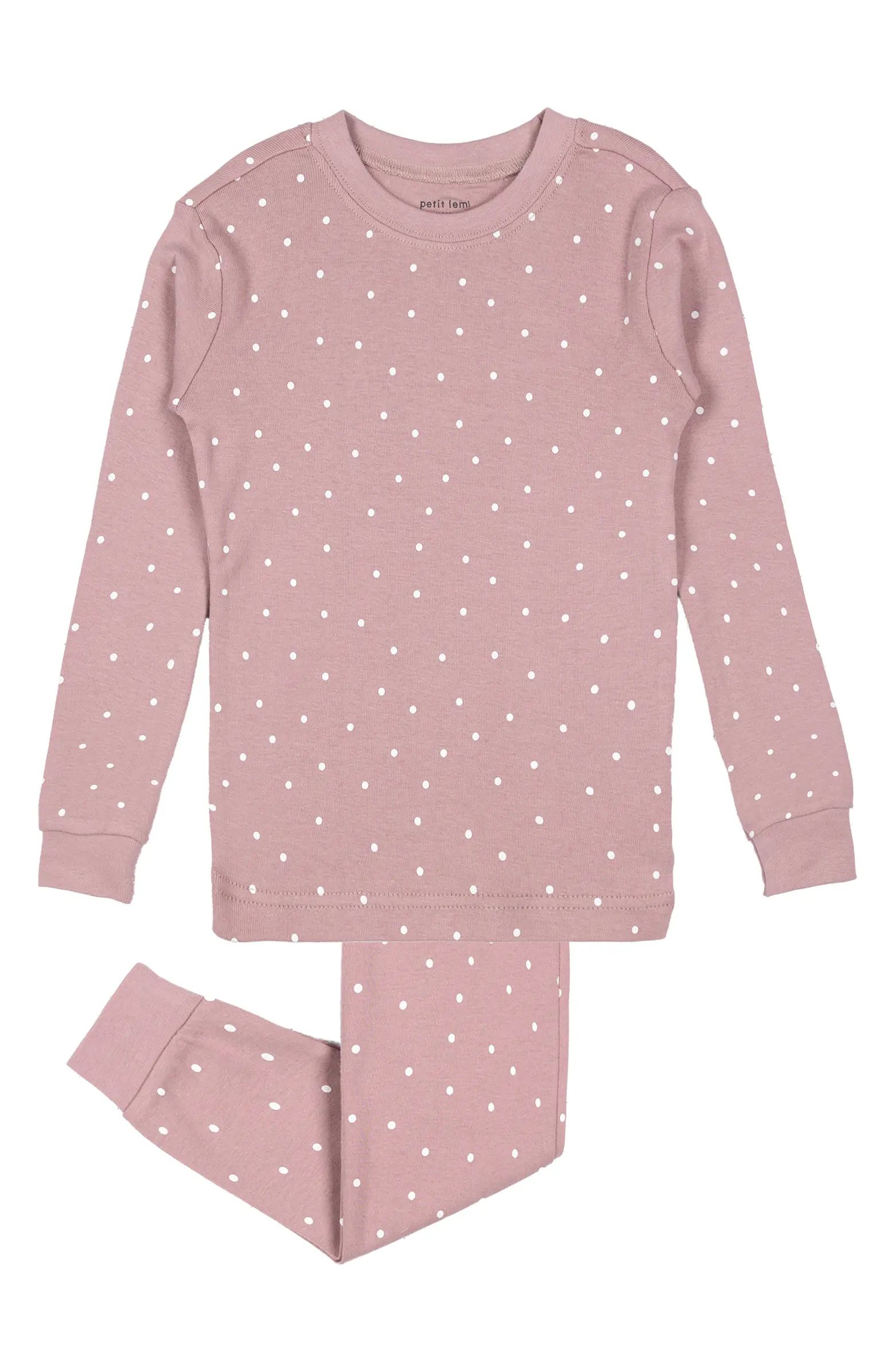 Kids' Polka Dot Organic Cotton Fitted Two-Piece Pajamas | Nordstrom