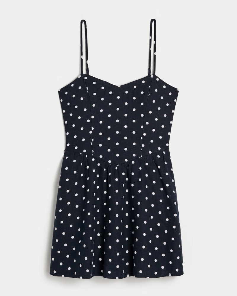 Women's Open-Back Linen-Blend Mini Dress from Hollister | Hollister (US)