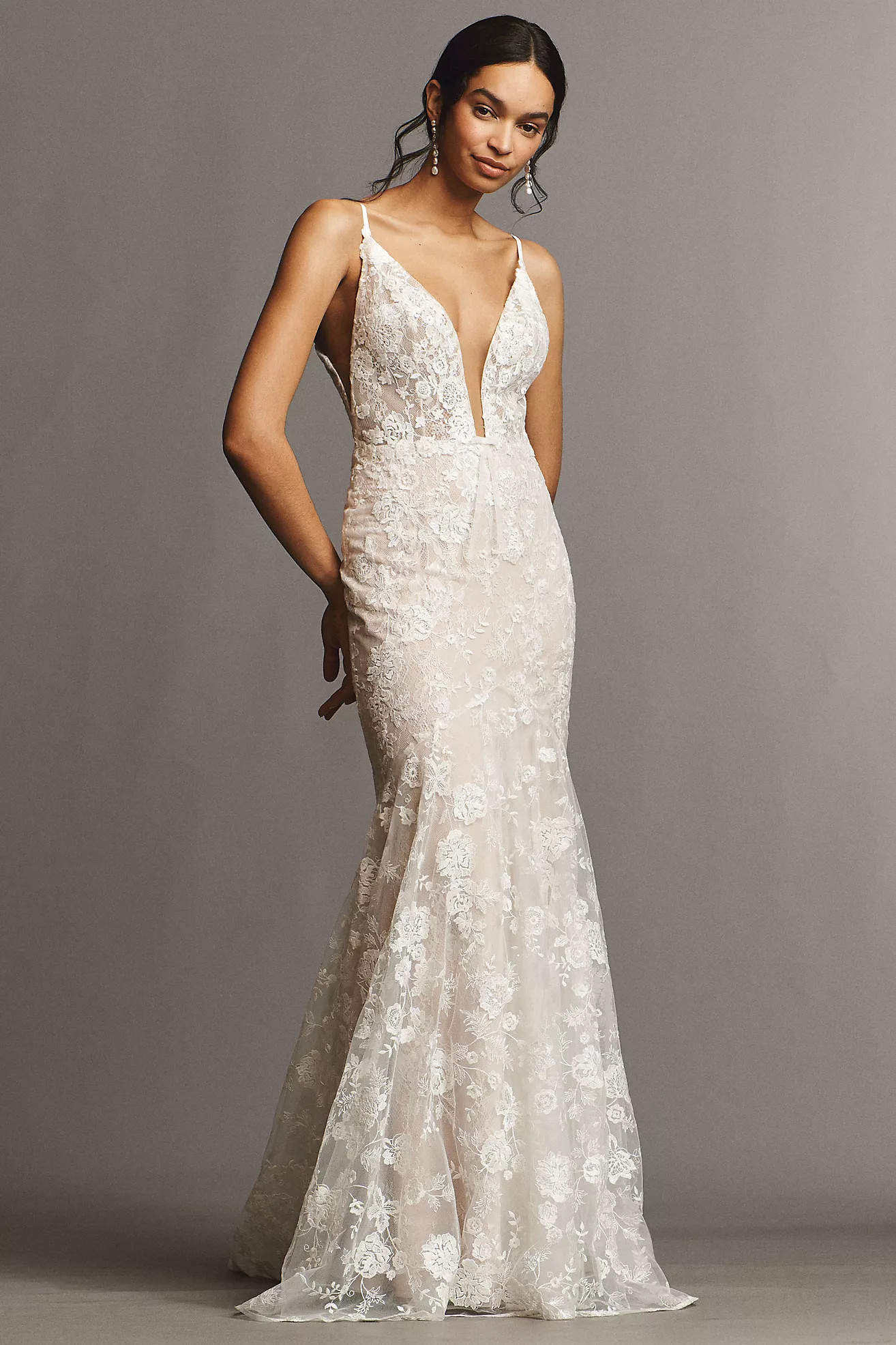 Rish Azalea V-Neck Mermaid Lace Wedding Gown | Anthropologie (US)