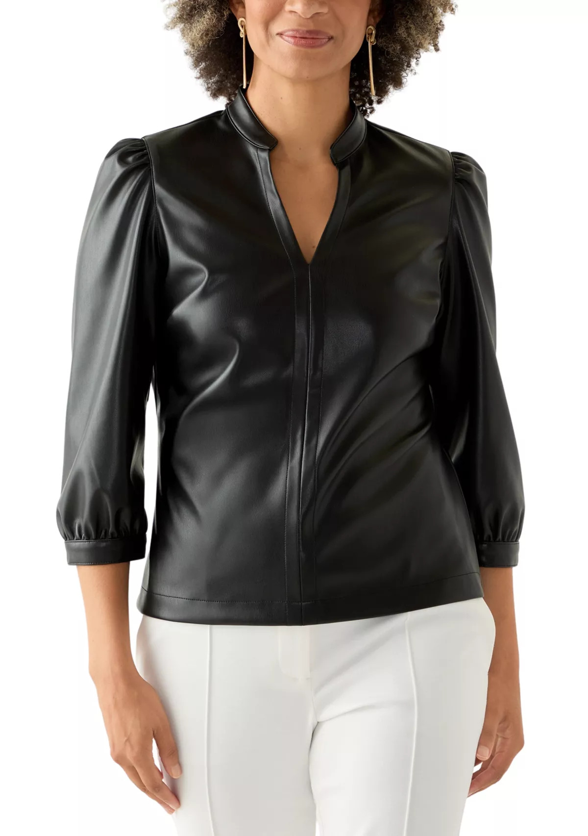 PhilosophyWomen's Split Neck Vegan Leather Shirt | Belk