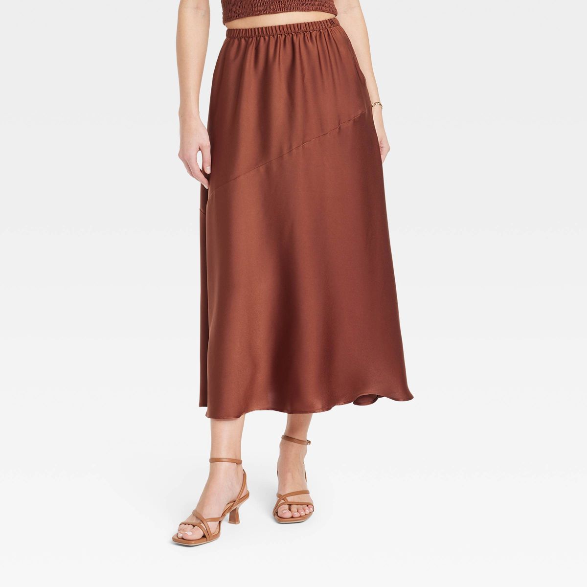 Women's Maxi A-Line Slip Skirt - A New Day™ Brown L | Target