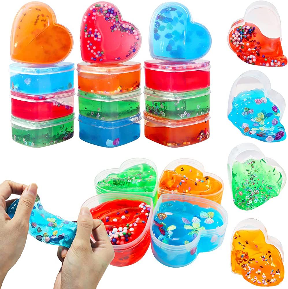 JDSTY 12Pack Valentines Day Slime Hearts for Kids School Class Classroom Valentines Day Cards Gif... | Amazon (US)