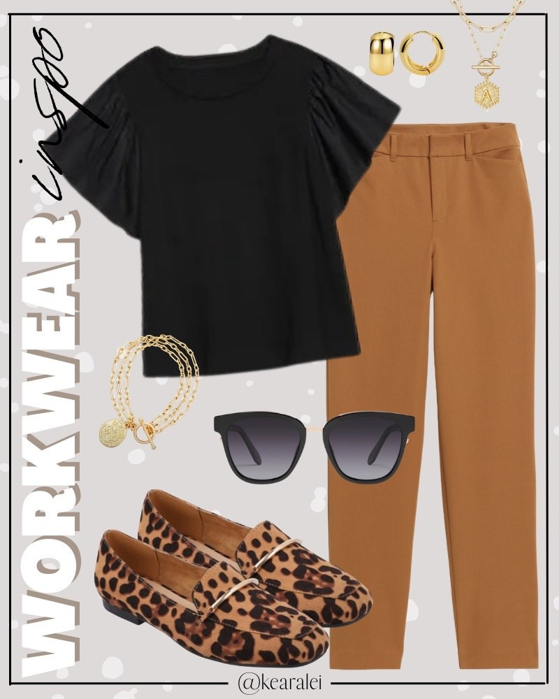 Fall Work outfit teacher outfits workwear business casual office black top with brown camel pants trousers pixie ankle pants with leopard flats loafers heels budget friendly fashion style affordable fashion looks for less old navy Amazon Madewell Nordstrom forever21 express loft #workwear #workoutfit #teacher #teacheroutfit #affordable #budget #outfitideas #cuteoutfit
.
.
teacher outfits, business casual, Work blazers Work Wear, workwear
.
Amazon fashion, teacher outfits, business casual, casual outfits, neutrals, street style, Midi skirt, Maxi Dress, Swimsuit, Bikini, Travel, skinny Jeans, Puffer Jackets, Concert Outfits, Cocktail Dresses, Sweater dress, Sweaters, cardigans Fleece Pullovers, hoodies, button-downs, Oversized Sweatshirts, Jeans, High Waisted Leggings, dresses, joggers, fall Fashion, winter fashion, leather jacket, Sherpa jackets, Deals, shacket, Plaid Shirt Jackets, apple watch bands, lounge set, Date Night Outfits, Vacation outfits, Mom jeans, shorts, sunglasses, Disney outfits, Romper, jumpsuit, Airport outfits, biker shorts, Weekender bag, plus size fashion, Stanley cup tumbler
.
boots booties tall over the knee, ankle boots, Chelsea boots, combat boots, pointed toe, chunky sole, heel, high heels, mules, clogs, sneakers, slip on shoes, Nike, adidas, vans, dr. marten’s, ugg slippers, golden goose, sandals, high heels, loafers, Birkenstocks, Steve Madden
.
Target, Abercrombie and fitch, Amazon, Shein, Nordstrom, H&M, forever 21, forever21, Walmart, asos, Nordstrom rack, Nike, adidas, Vans, Quay, Tarte, Sephora, lululemon, free people, j crew jcrew factory, old navy


#LTKWorkwear #LTKootd #LTKGiftGuide