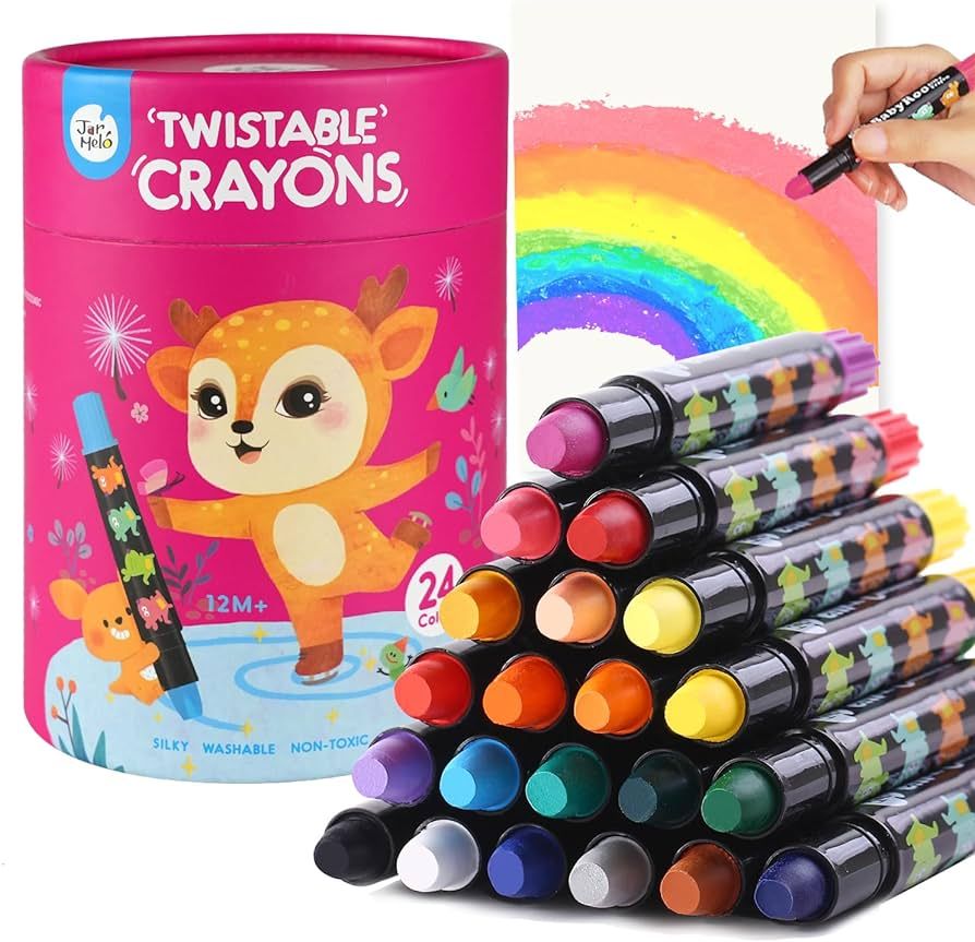 Jar Melo Jumbo Crayons for Toddlers, 24 Colors Twistable Crayons Non Toxic Washable Crayons, Silk... | Amazon (US)