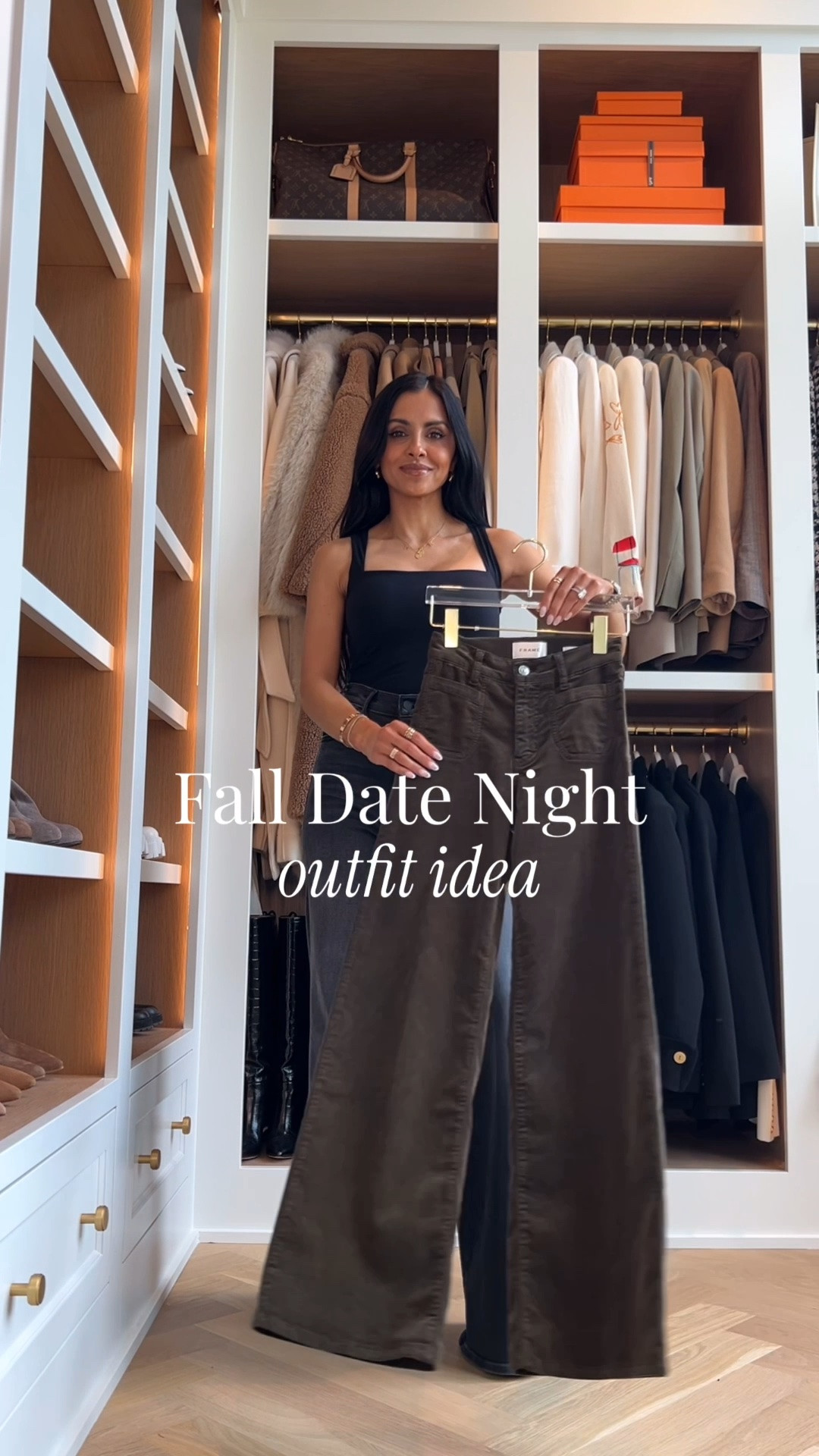 Fall date night outfit idea 
Shopbop fall outfit 
Frame green pants wearing a 23
Norma kamali black shoulder pad top wearing an XS

#LTKOver40 #LTKSeasonal #LTKgrwm