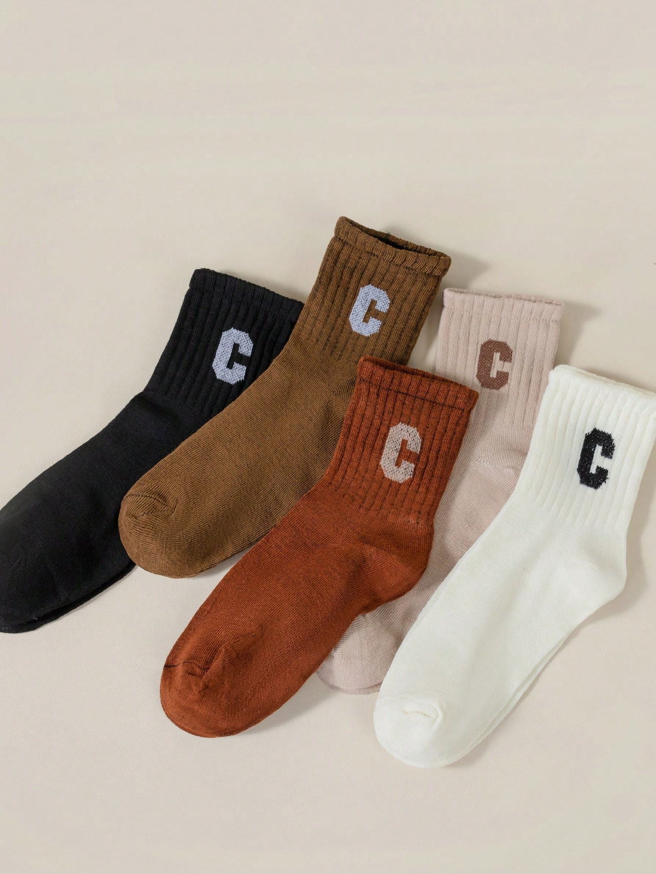 5 Pairs Women's Letter Print Socks For Autumn And Winter Casual And Sports Wear, Comfortable, Moi... | SHEIN